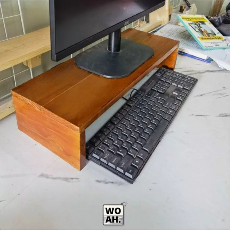 Jual Stand monitor Dudukan laptop Alas monitor kayu Rak monitor