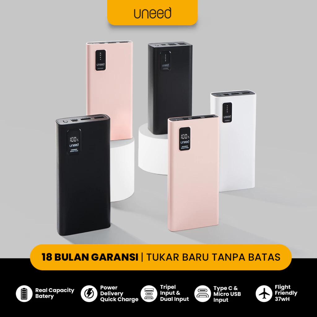 UNEED Powerbank Manabox Series 10000mAh / 20000mAh / 30000mAh Quick Charge 3.0 PD 22.5w