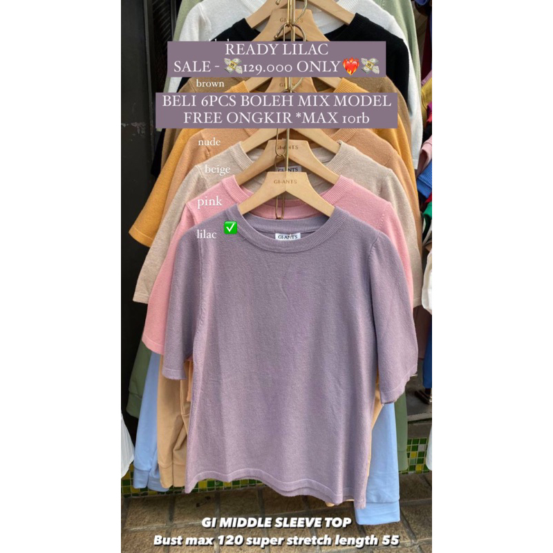 Jual GI MIDDLE SLEEVE TOP | Shopee Indonesia