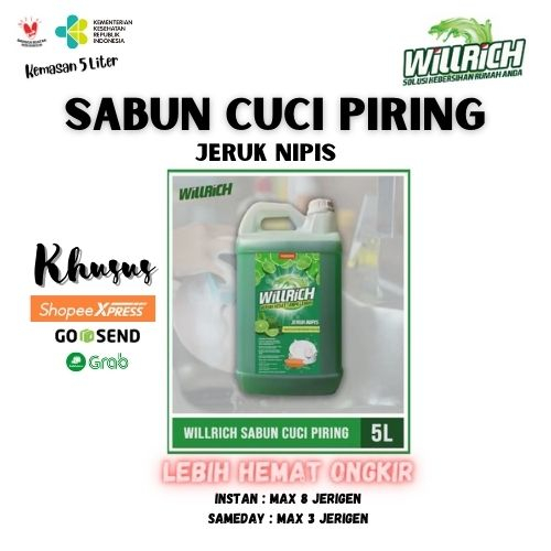 Jual Willrich Sabun Cuci Piring Dishwashing 5 Liter Khusus Instansameday Shopee Indonesia 