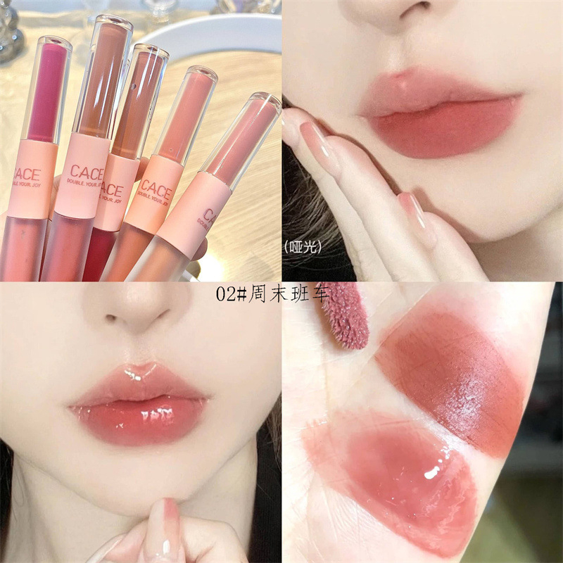 Jual COD 2 In 1 Matte + Glossy Lipstik Korea Waterproof Tahan Lama Anak