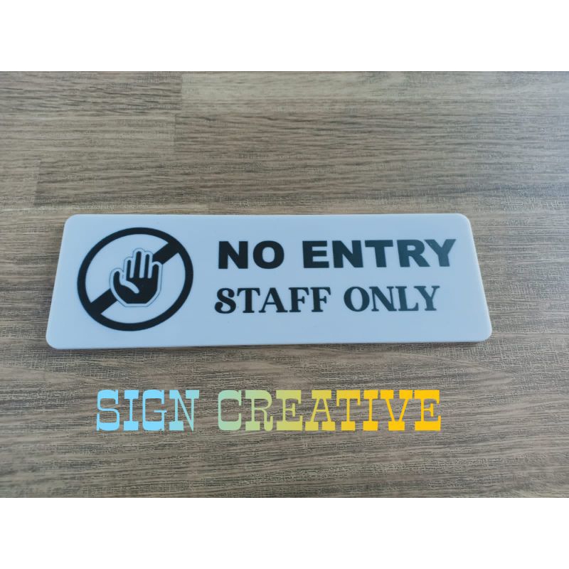 Jual signage no entry | Label akrilik staff only | Shopee Indonesia