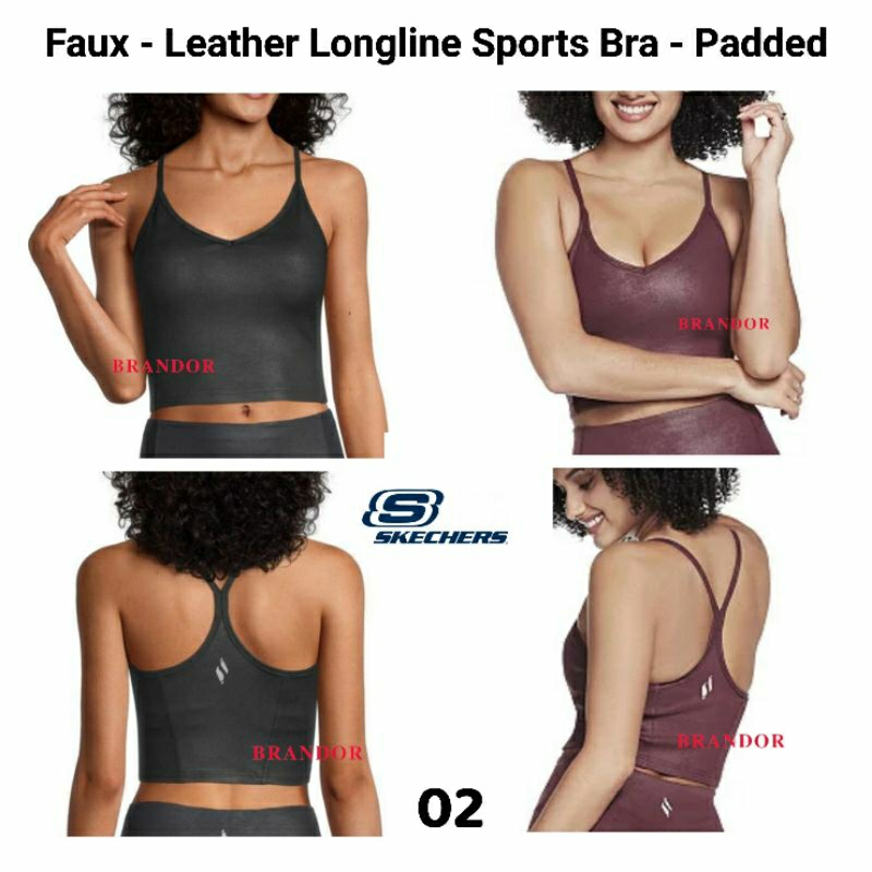 Faux Leather Longline Sports Bra
