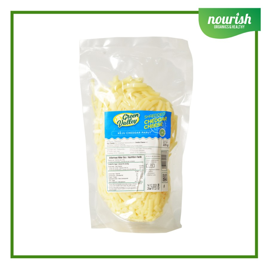 Jual Green Valley Shredded Cheddar Cheese, HALAL/ REAL CHEDDAR 225g ...