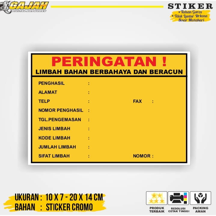 Jual Stiker Label Tanda Simbol Keterangan Limbah B3 | Shopee Indonesia