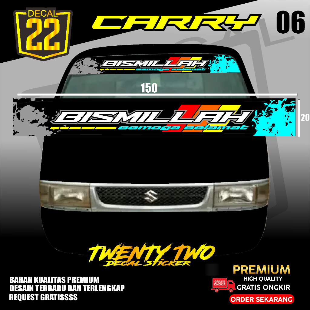 Jual Stiker Bismillah Stiker Decal Kaca Depan Carry T Ss New Carry L Grandmax Dll Bebas