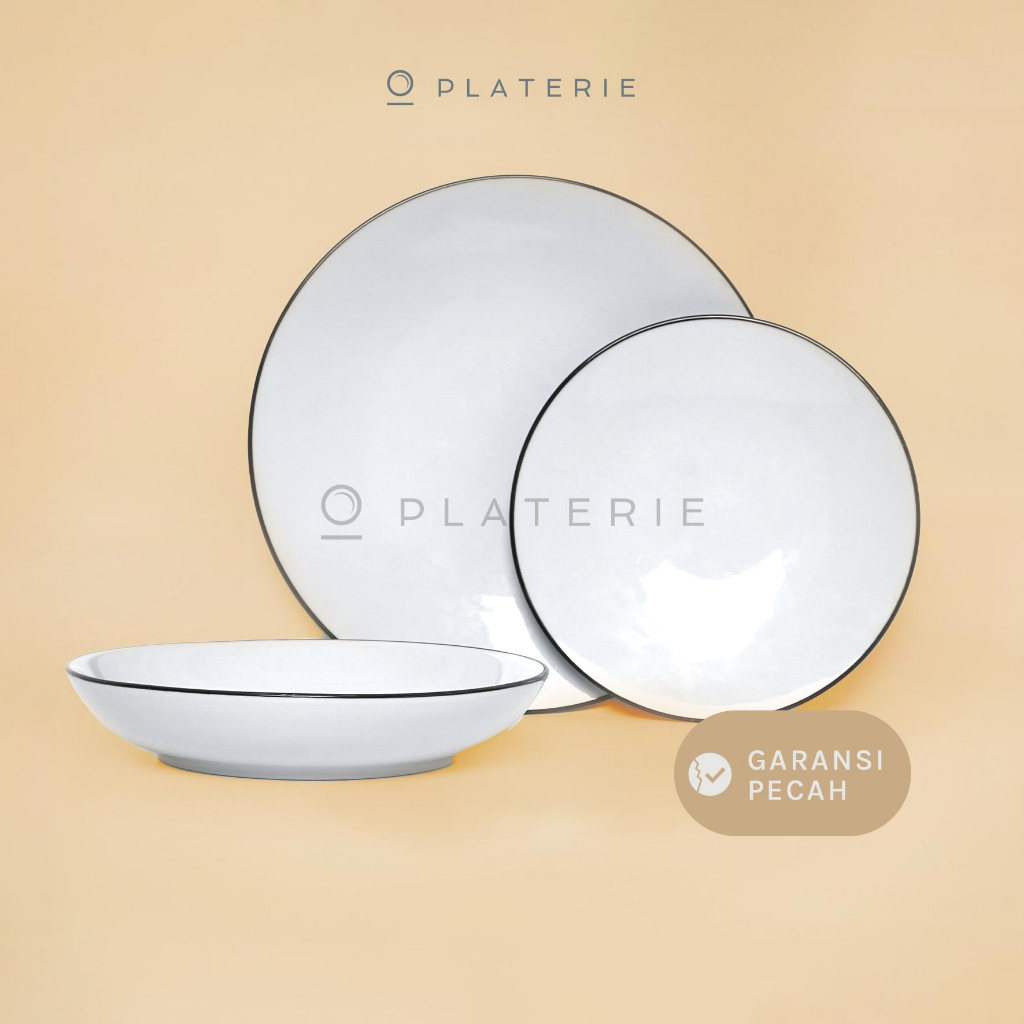 Jual PLATERIE Dinner Set Of 3 Piring / Mangkok / Coupsoup Keramik MS ...