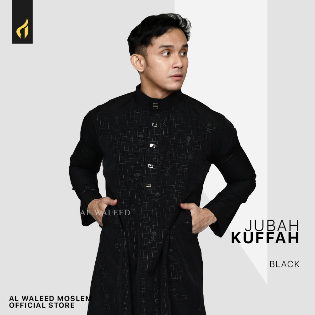 Jual Al waleed moslem jubah Kuffah lengan panjang oblong warna hitam ...
