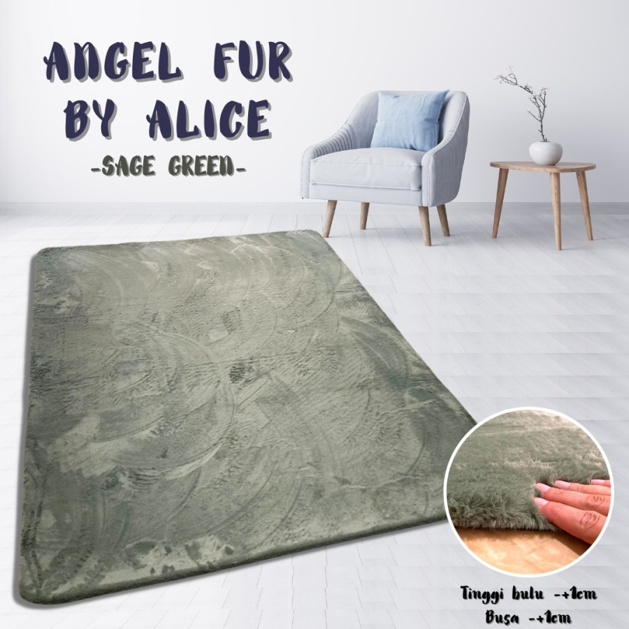 Jual KARPET BULU KOREA 100X140 ANGEL FUR BY ALICE KARPET BULU PREMIUM -  SAGE GREEN | Shopee Indonesia