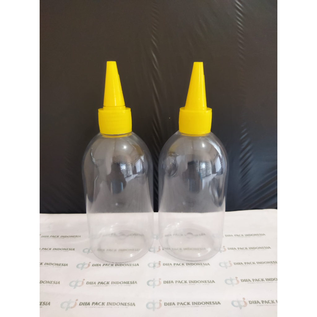 Jual Botol SC 250ML tutup kerucut kuning body natural/botol tinta 250ml ...