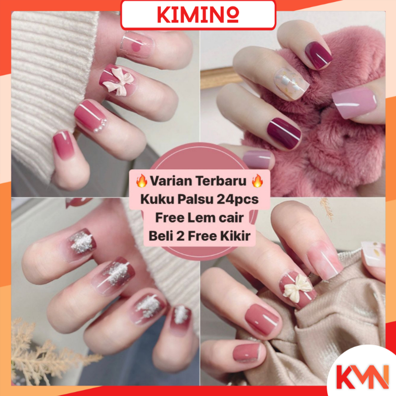 Jual KMN 24pcs Kuku Palsu Murah Tahan Air Fashion Nail Art Korea Fake
