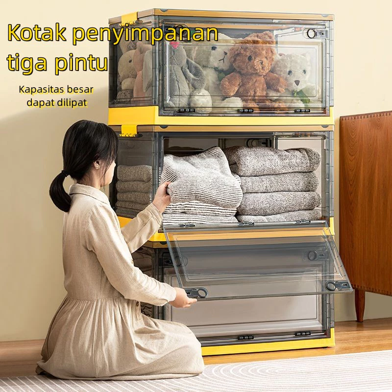 Kotak Penyimpanan Plastik Transparan Lipat Serbaguna