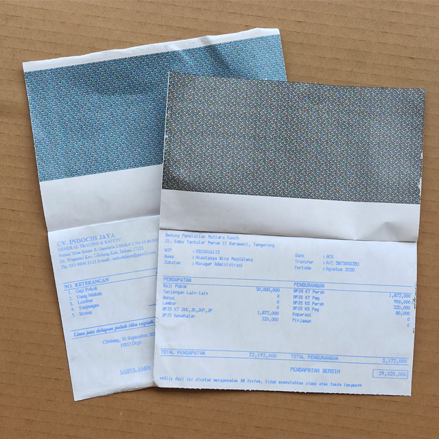 Jual Kertas slip gaji confidential carbonized 3 play high quality print