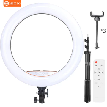 MIXIO Ring Light 45cm Light Stand Tripod 2M With 3 Holder HP Remot