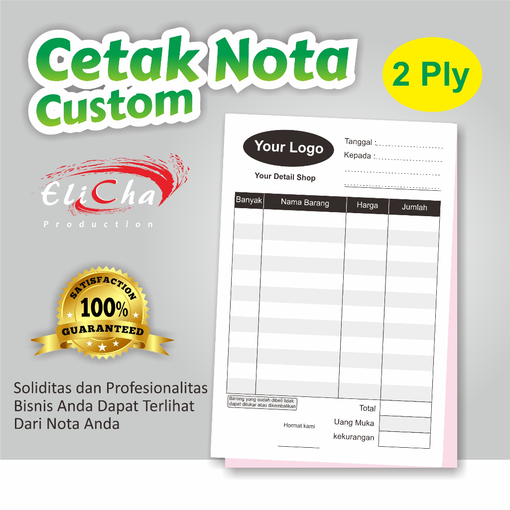 Jual Cetak Nota Bon Kwitansi Custom Ply Rangkap Corbonless Ncr