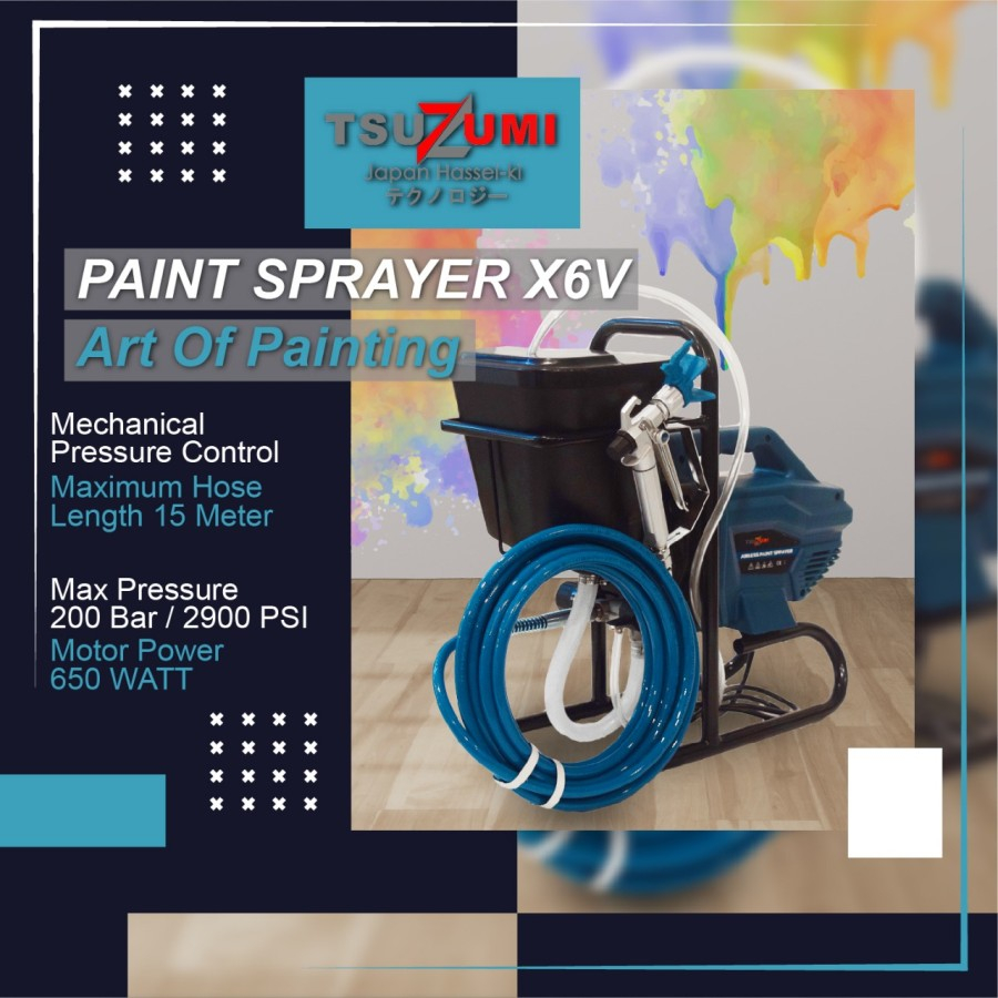 Jual Airless Paint Sprayer Tsuzumi X6 + Hopper Mesin Cat Spray Electric