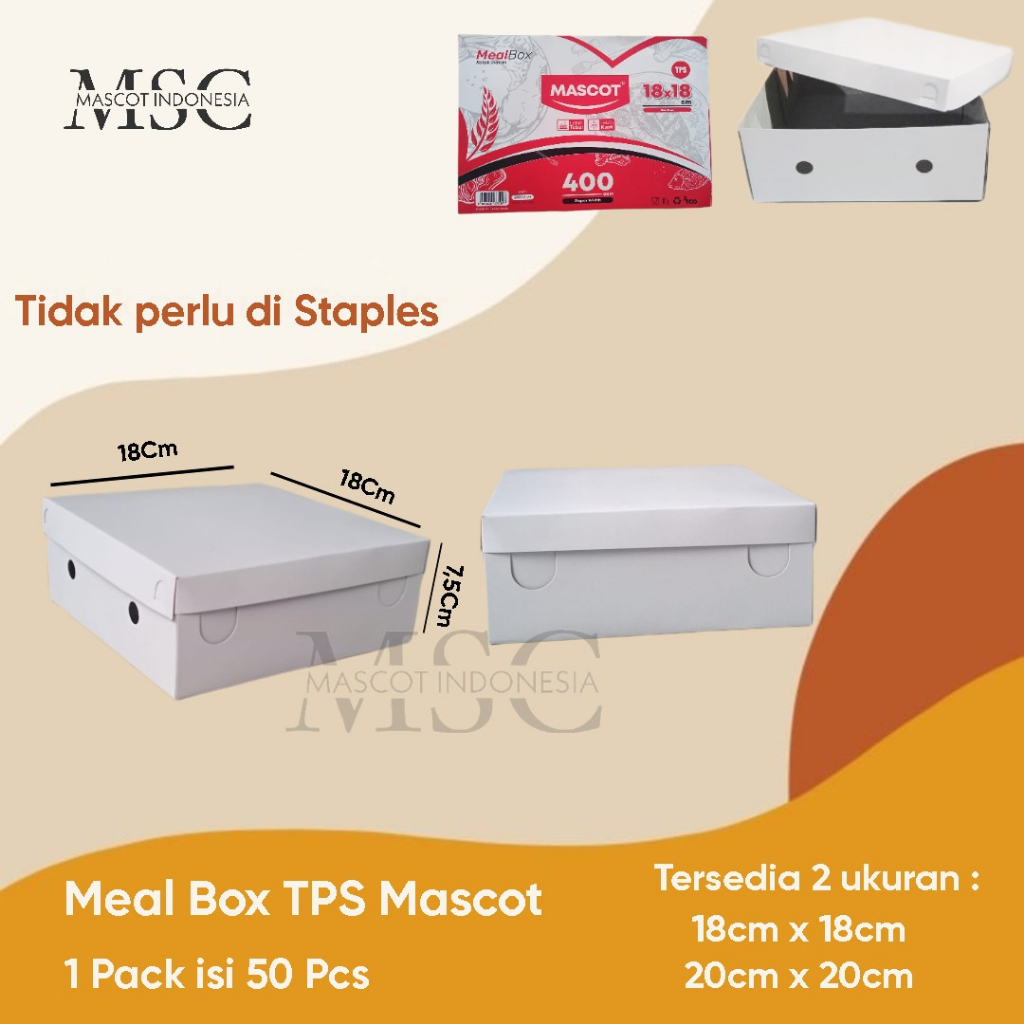 Jual Meal Box TPS cap Mascot Polos 18cmx18cm | Shopee Indonesia