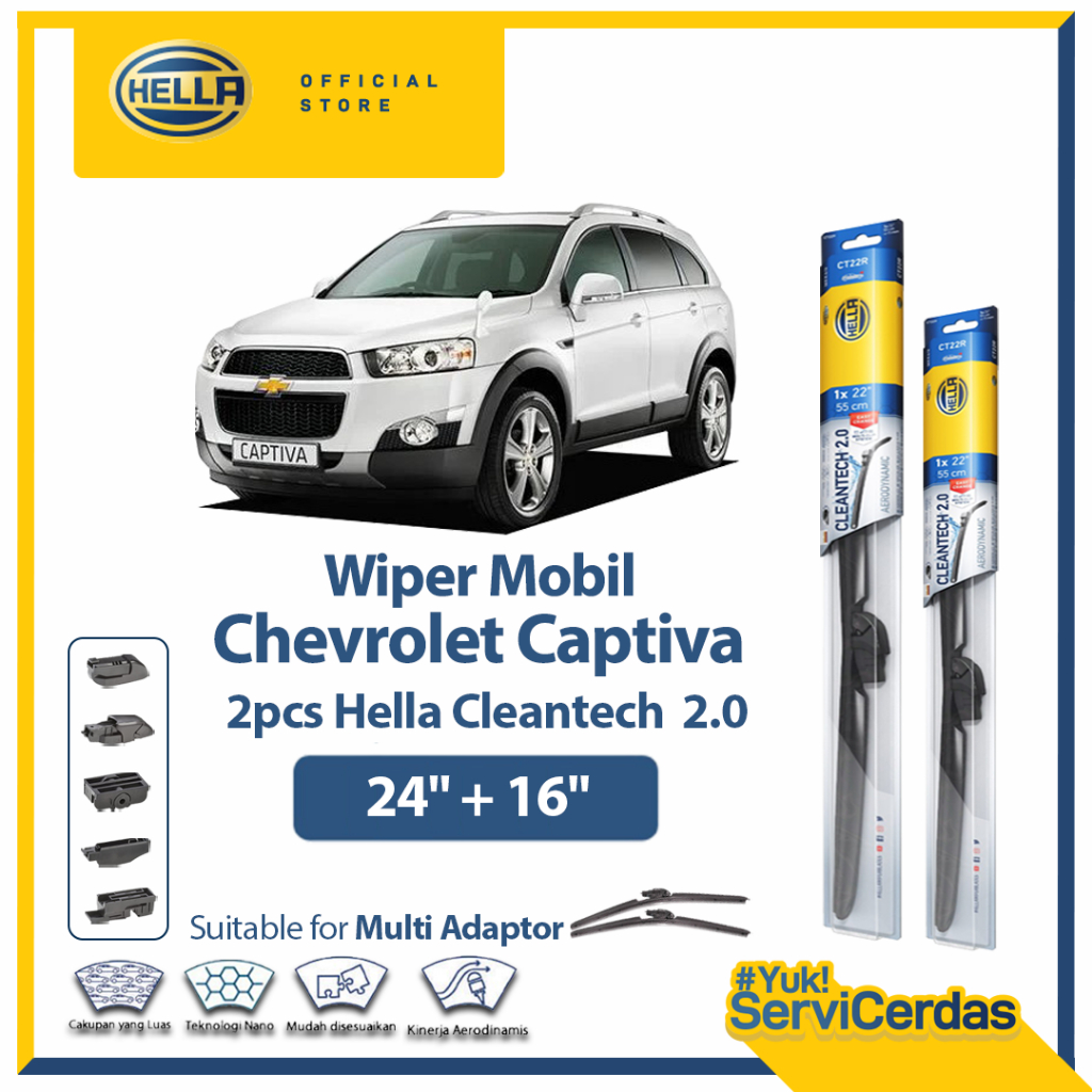Jual Wiper Mobil CHEVROLET Captiva (24”+16”) - HELLA Cleantech 2.0 ...