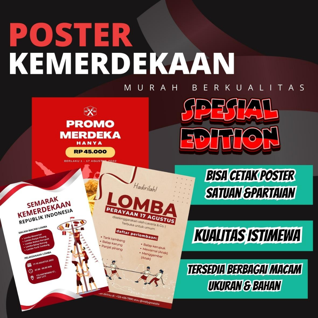 Jual Poster Custom Lomba 17 Agustus Agustusan Dekorasi Kemerdekaan