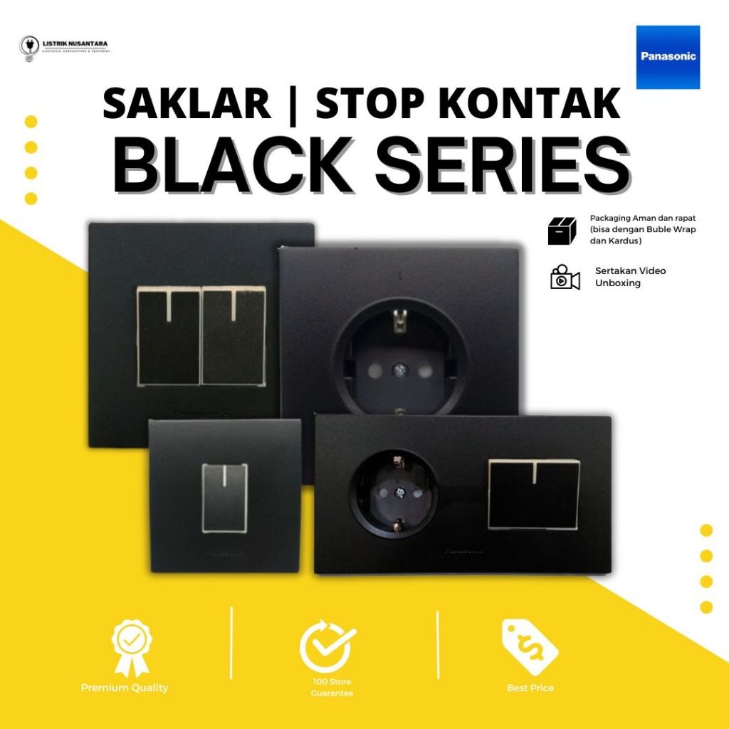 Jual Saklar Stop Kontak Panasonic Minimalis Black Style Series Shopee