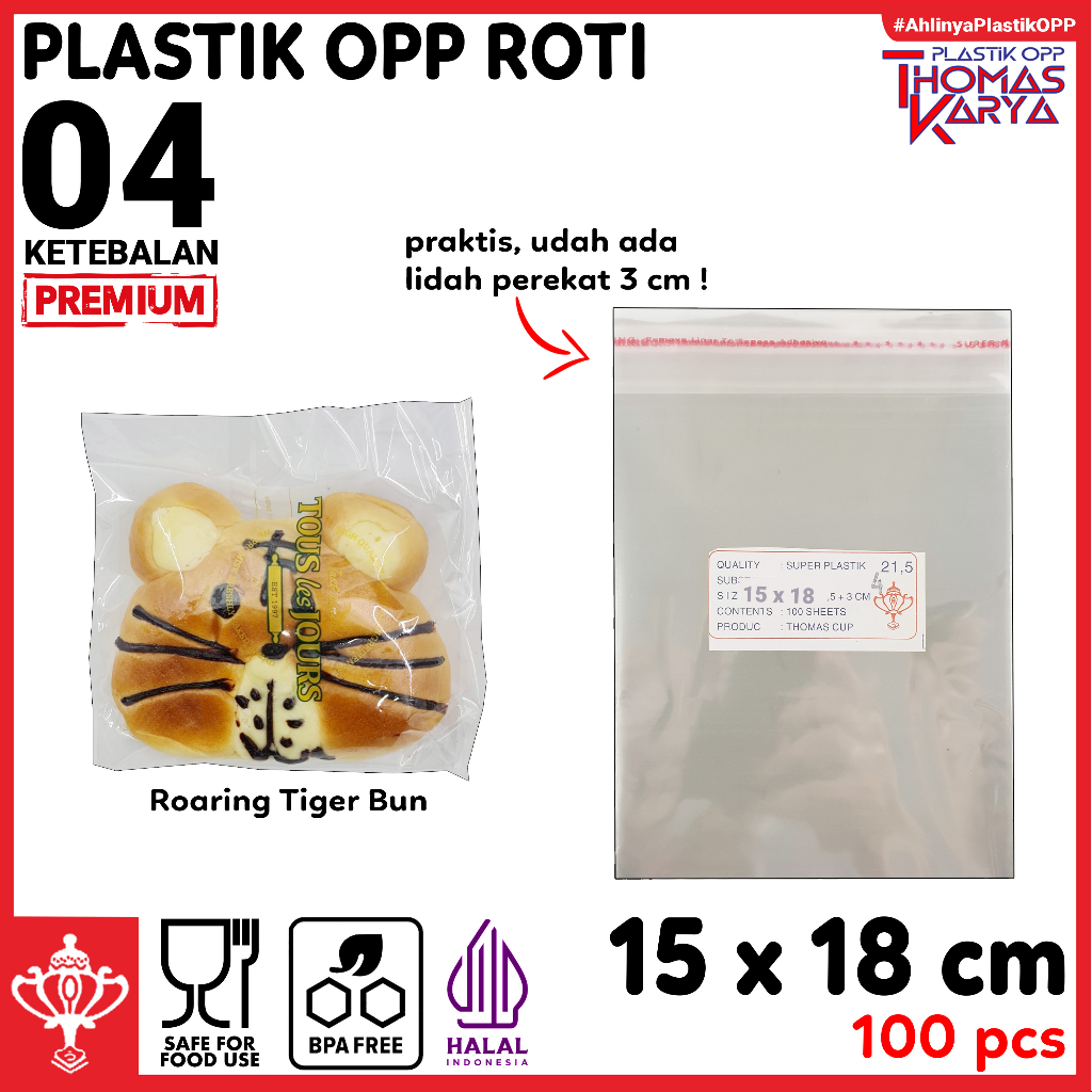 Jual Plastik Roti 15x18 isi 100 OPP Kemasan Roti Donat Kue Bakery ...