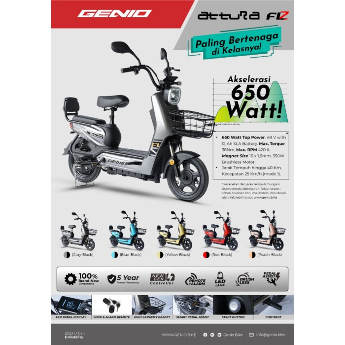 Jual Sepeda Listrik E Bike Genio Attura Fl By United V W Shopee Indonesia