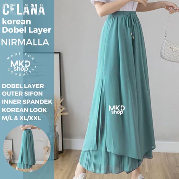 Celana Panjang Sifon Gaya Korea Nirmalla Stice Pants Celana Kulot Dobel Layer Nirmalla MKD SHop