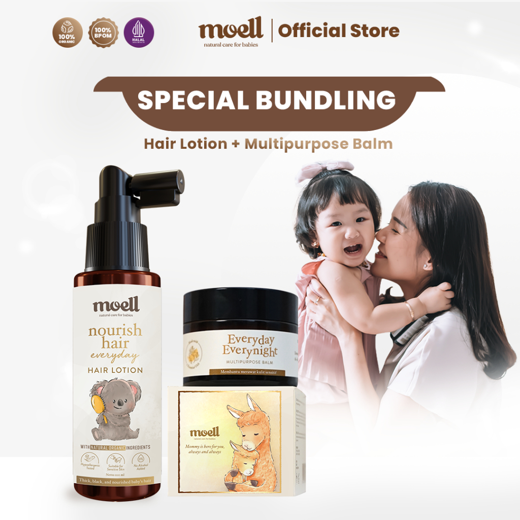 Jual Moell Special Bundling Hair Lotion 100ml & Multipurpose Balm 30gr