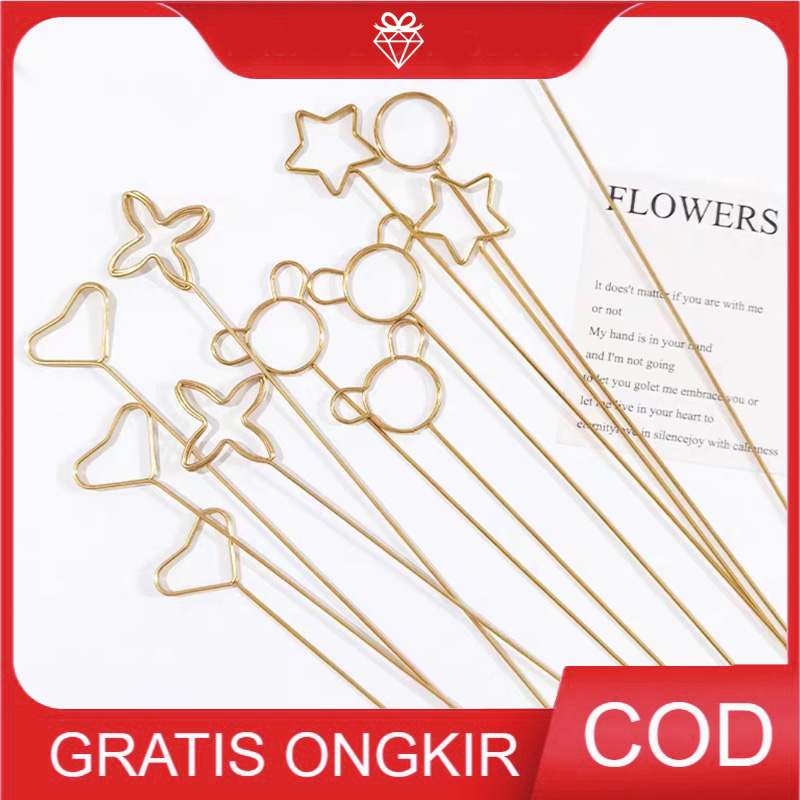 Jual glinkshopStick Clip Card Holder Stick Card Holder Stick Card Gold  Stick Card Plastik Stick Bunga Bouquet Gagang kartu ucapan Stik Bunga Buket  Love Star Tangkai Kartu Ucapan Gold Flower Card Holder