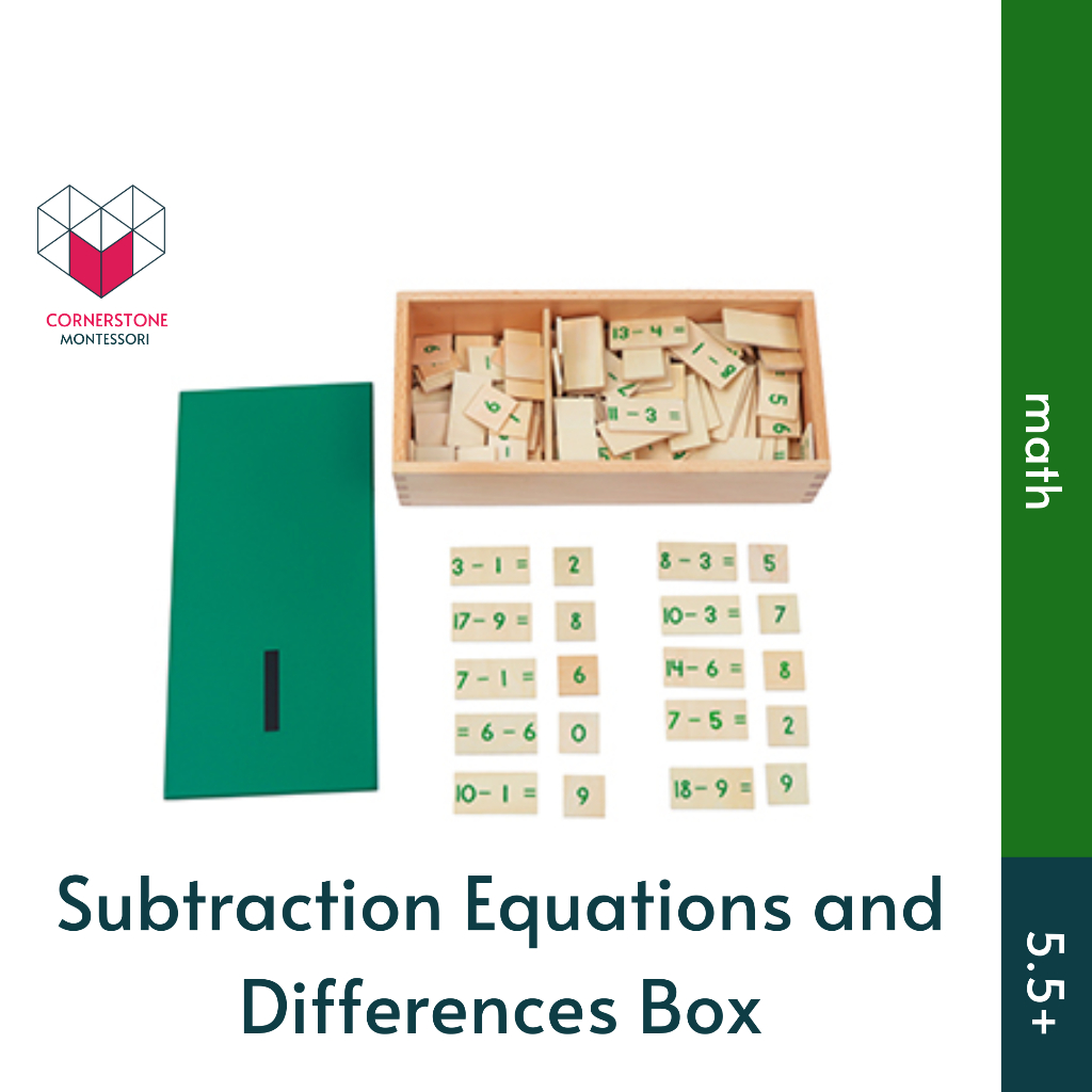 Jual Cornerstone Montessori Subtraction Equations and Difference Box ...