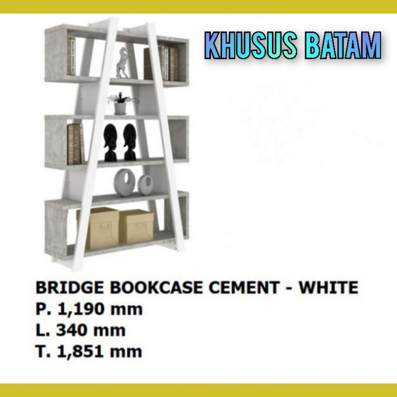 Jual Rak buku BRIDGE BOOKCASE CEMENT-WHITE/rak dokumen/rak kantor/rak ...