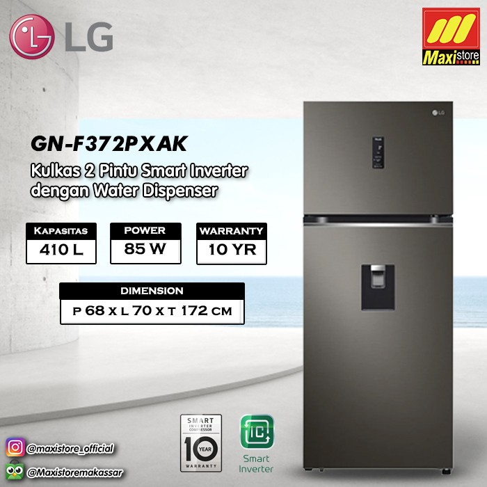 Jual LG GNF372PXAK Kulkas 2 Pintu [410 L] Auto Ice Maker & Dispenser