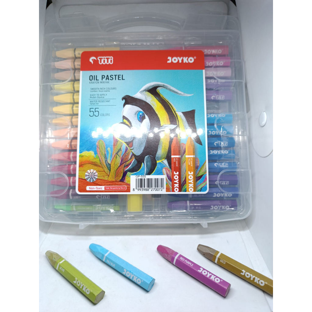 Jual CRAYON OIL PASTEL 55 WARNA WARNI MEREK JOYKO OP 55S 1 PAK ISI 55