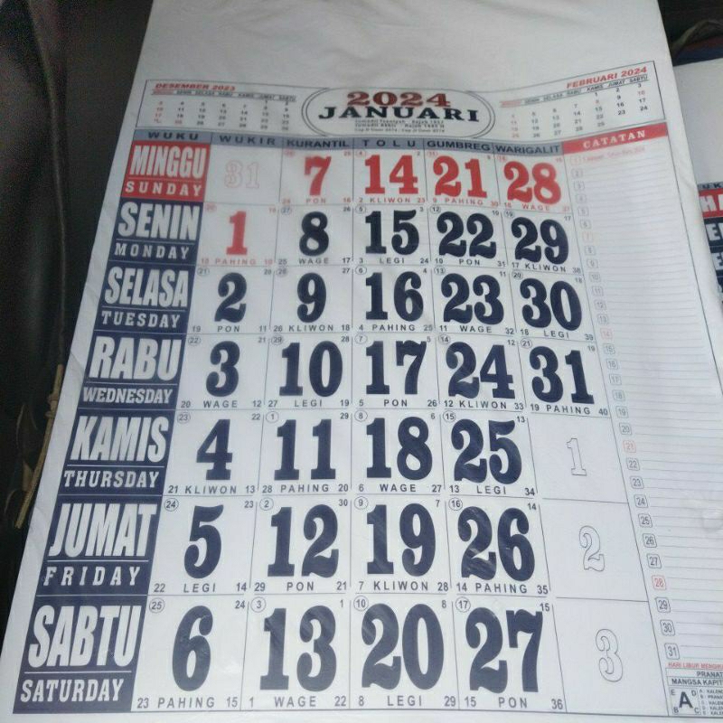 Jual KALENDER KERJA 1 BULANAN ISI 12 LEMBAR/SABLON NAMA TOKO/KANTOR