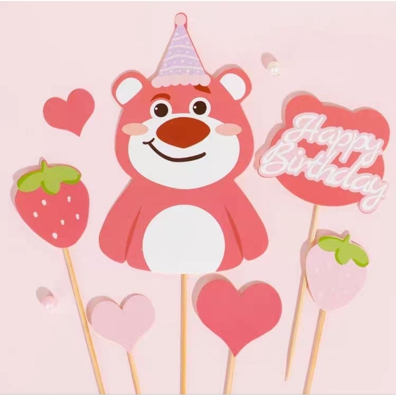 Jual topper lotso /topper happy birthday /topper pink /topper anak