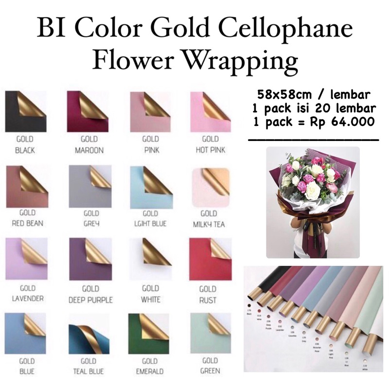 Jual KB02 FLOWER WRAPPING KOMBINASI 2 WARNA CELLOPHANE WATERPROOF