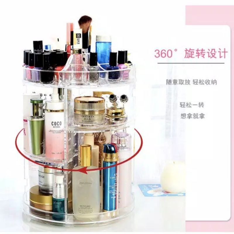 Jual Rak Kosmetik Acrylic Putar 360 Derajat ROTATING Diamond COSMETIC ...