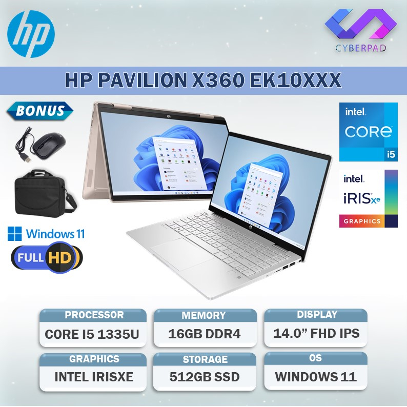 Jual Hp Pavilion X360 14 Touch I5 1335 16gb 512gb W11ohs 140fhd Ips Blit Fp Pen 2in1 Terbaru 8467