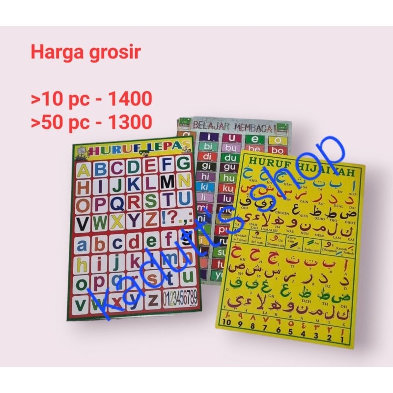 Jual Poster Edukasi Anak Huruf ABC Angka Hijaiyah Hewan Buah Sayur ...
