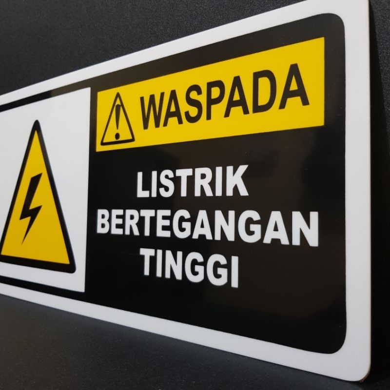 Jual Acrylic sign peringatan WASPADA LISTRIK BERTEGANGAN TINGGI 40 x ...