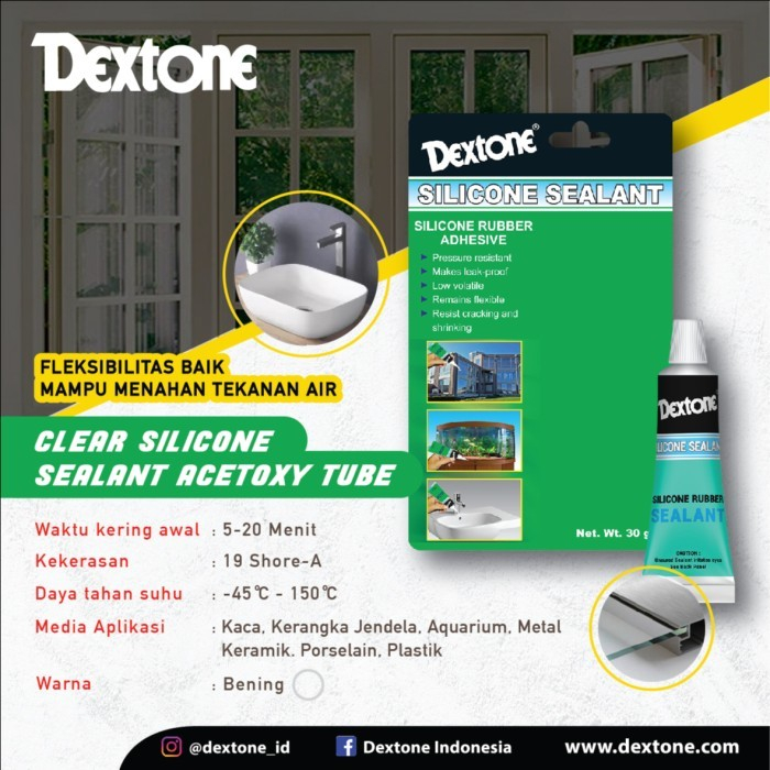 Jual DEXTONE Silicone Rubber Sealant Lem Silikon Karet Kaca Kayu Besi ...