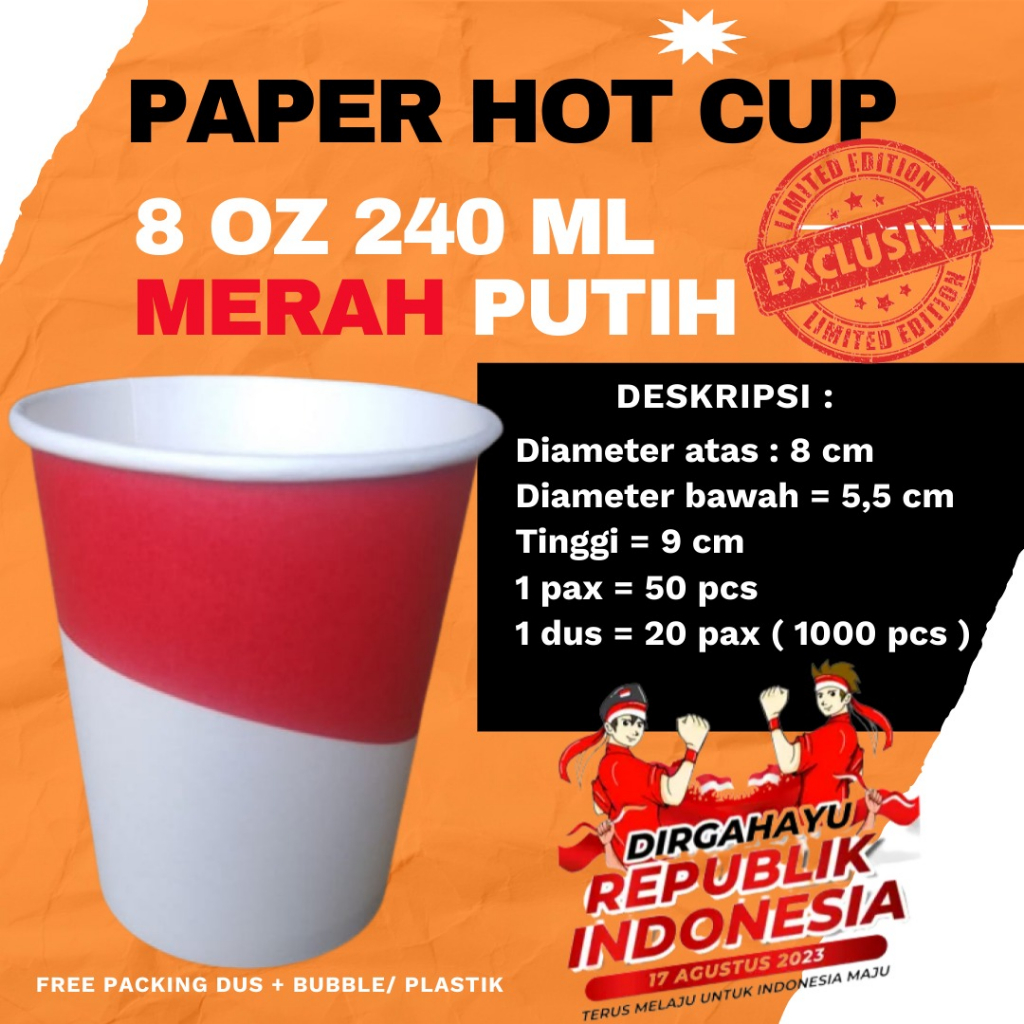 Jual Paper Hot Cup Oz Ml Merah Putih Gelas Kertas Pax Isi