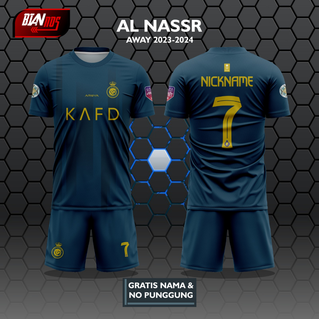 Jual Jersey Bola Al Nassr Away Terbaru 2023 2024 Full Printing Gratis