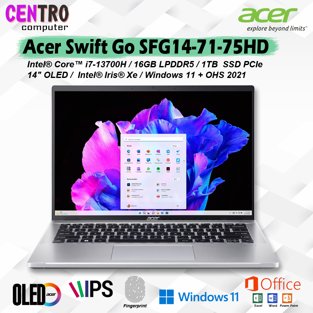 Jual Laptop Acer Swift Go 14 SFG14 71 I7 13700H 16GB 1TB 14" OLED Win11 ...