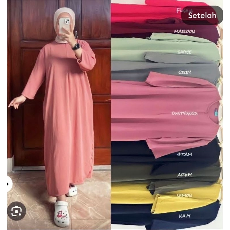 Dress Aurel Gamis Cringkle Airflow Busui Premium | Zea Long Dress Wanita lengan 3/4