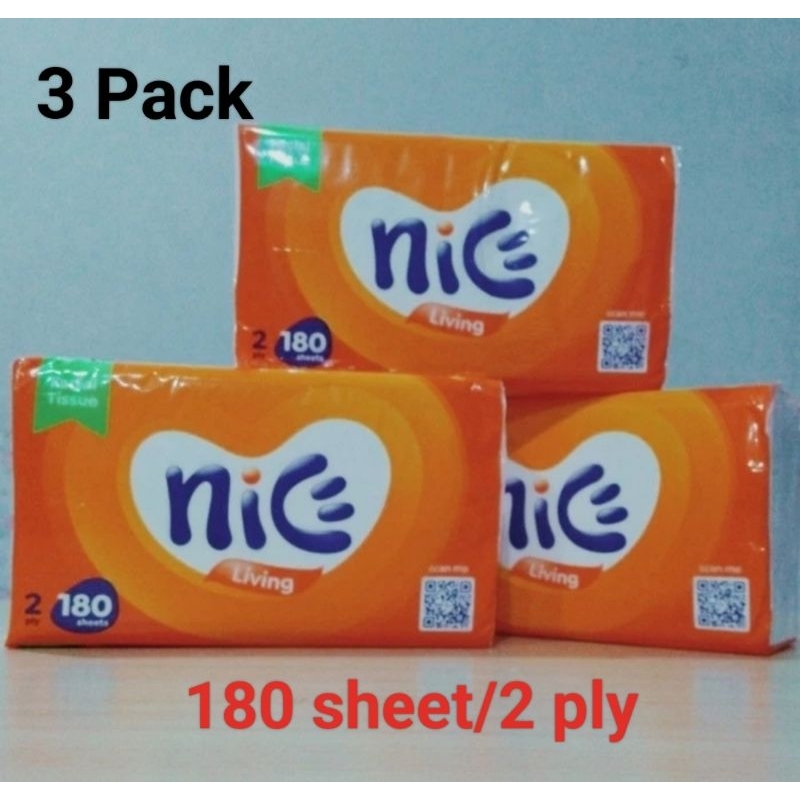 Jual ( 3 PACK ) Tissue Nice 180 sheet 2 ply | Shopee Indonesia