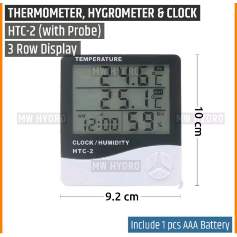 Jual Thermometer Hygrometer Pengukur Suhu Dan Humid Ruang Htc 2