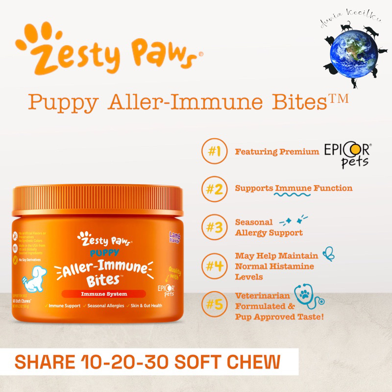 Jual Zesty Paws Puppy Aller Immune Bites Vitamin Imunitas Tubuh Puppy