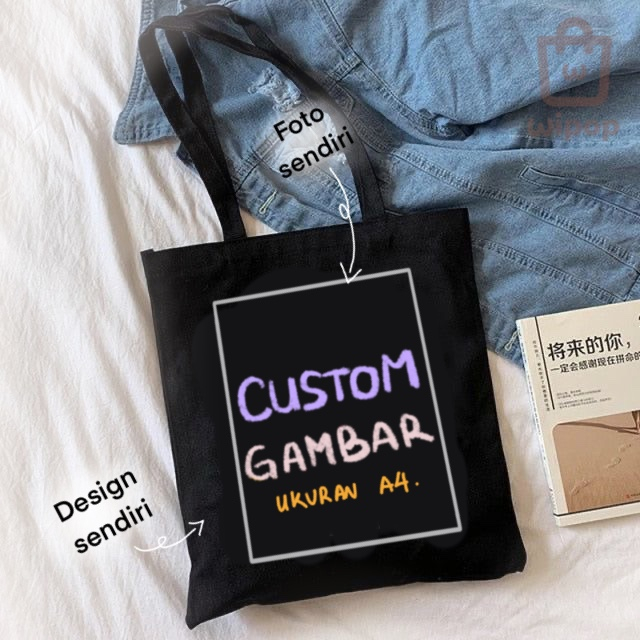 Jual TOTE BAG HITAM CUSTOM DESIGN SENDIRI | Shopee Indonesia