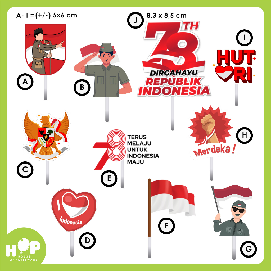 Jual Topper Dirgahayu RI 17 AGUSTUS HUT Kemerdekaan Hiasan Kecil Cake ...